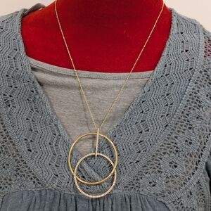 KATE SPADE Gold Double Circle Pendant Necklace - Women Jewelry